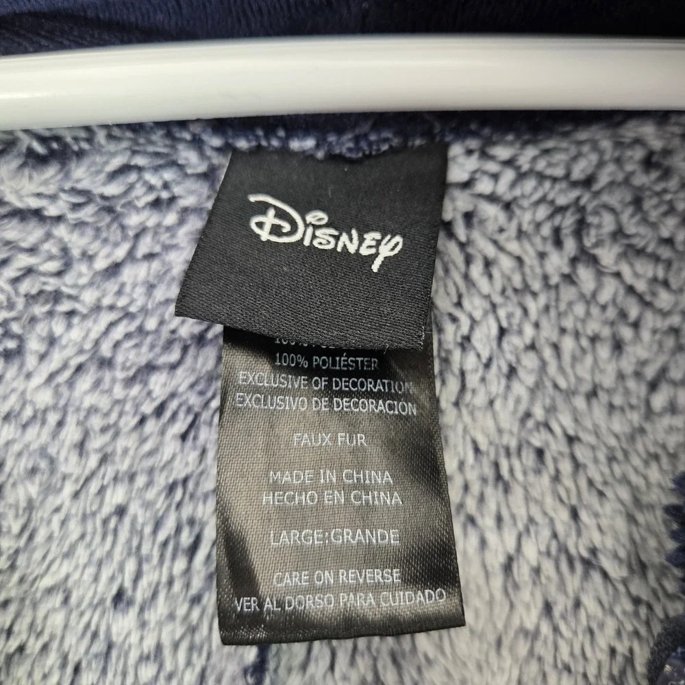 Disney Mickey Mouse Fleece Onesie Union Suit Womens L Grey Navy Excellent Hood - Picture 4 of 15